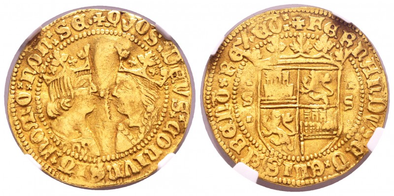 Fernando e Isabel (1474-1504). 1 castellano. Sevilla. (Cal-31). (Tauler-24 mismo...