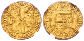 Fernando e Isabel (1474-1504). 1 castellano. Sevilla. (Cal-31). (Tauler-24 mismo ejemplar). Anv.: +.QVOS:DEVS:CONIVNGIT:hOMO:NON:SE. Bustos enfrentado...