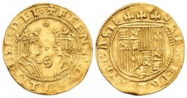 Fernando e Isabel (1474-1504). 1 excelente. Sevilla. (Cal-139 mismo ejemplar). (Tauler-85). Anv.: +FERNANDVS·ELILSABET·DEI·. Bustos enfrentados, entre...