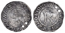 Juana y Carlos (1504-1555). 1/4 real. Amberes. (Vanhoudt-219). (Vti-16). Ag. 0,71 g. Dos agujeros. Muy rara. BC+. Est...700,00. 

Charles-Joanna (15...