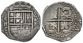 Felipe II (1556-1598). 2 reales. 1591. Sevilla. C. (Cal-544, mismo ejemplar). (RL-434, mismo ejemplar). Ag. 6,82 g. Muy rara y más con la fecha visibl...