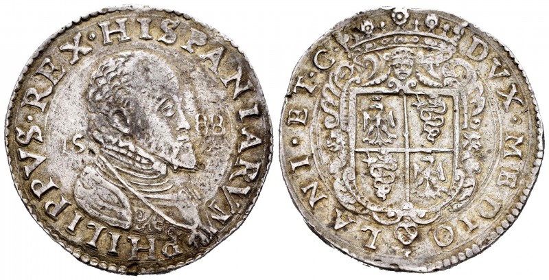 Felipe II (1556-1598). Ducatón. 1588. Milán. (Vti-53). (Dav-8309). Ag. 32,18 g. ...