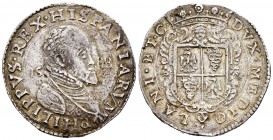 Felipe II (1556-1598). Ducatón. 1588. Milán. (Vti-53). (Dav-8309). Ag. 32,18 g. Buen ejemplar. MBC+. Est...500,00. 

Philip II (1556-1598). Ducatón....