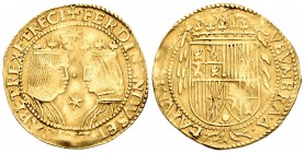 Felipe III (1598-1621). Trentín. Barcelona. (Cal-69). (Tauler-769). Au. 6,97 g. Estrellas de 6 puntas. Ligeramnete alabeada. Rara. EBC-. Est...900,00....