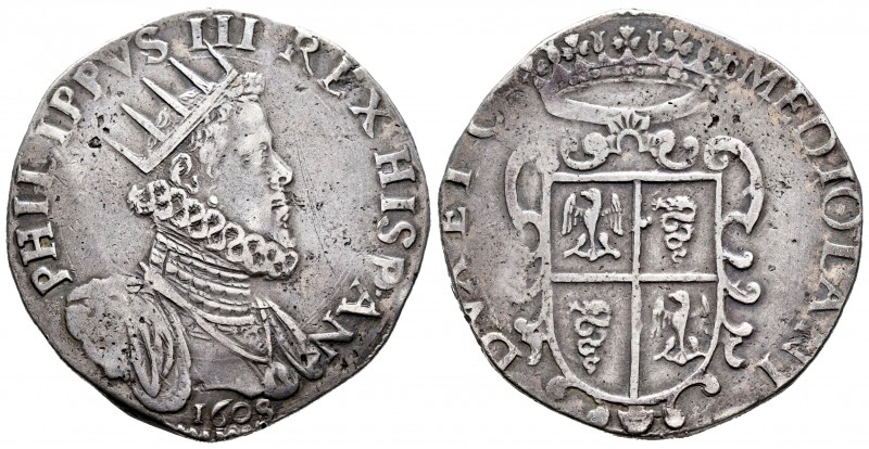 Felipe III (1598-1621). Ducatón. 1608. Milan. (Mir-340/8). (Olivares-181). (Vti-...