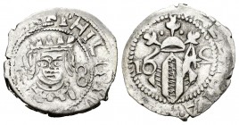 Felipe IV (1621-1665). Dieciocheno. 1642. Valencia. (Fm-129 o 130). Ag. 2,10 g. El 2 de la fecha invertido. Doble acuñación en anverso. Rara. MBC-/MBC...