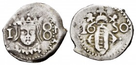 Felipe IV (1621-1665). Dieciocheno. 1650. Valencia. (Fm-153). 2,06 g. Una S en lugar del "5" en la fecha. Rara. MBC. Est...120,00. 

Philip IV (1621...