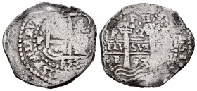Felipe IV (1621-1665). 2 reales. 1653. Potosí. E. (Cal-898). Ag. 5,38 g. Doble fecha. MBC+. Est...160,00. 

Philip IV (1621-1665). 2 reales. 1653. P...