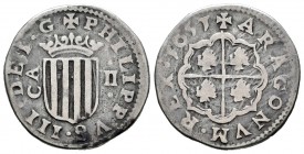 Felipe IV (1621-1665). 2 reales. 1651. Zaragoza. (Cal-964). Ag. 6,41 g. Acuñación redonda. Rara. MBC/MBC-. Est...500,00. 

Philip IV (1621-1665). 2 ...