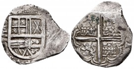 Felipe IV (1621-1665). 4 reales. (1633). Cartagena de Indias. (Cal-653 variante). (Restrepo-Tipo M35). Ag. 13,65 g. Distinta posición de RNE. Muy rara...