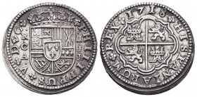 Felipe V (1700-1746). 2 reales. 1718. Cuenca. JJ. (Cal-1161). Ag. 5,71 g. EBC. Est...160,00. 

Philip V (1700-1746). 2 reales. 1718. Cuenca. JJ. (Ca...