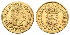 Felipe V (1700-1746). 1/2 escudo. 1753/2. Sevilla. PJ. (Cal-584). Au. 1,77 g. Clara sobrefecha. EBC. Est...180,00. 

Philip V (1700-1746). 1/2 escud...