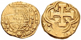 Felipe V (1700-1746). 8 escudos. (1703). Madrid. B/R. (Cal-no cita). (Cal onza-354 similar). (Tauler-353a mismo ejemplar). Au. 26,98 g. Las siglas BR ...