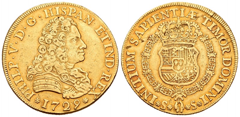 Felipe V (1700-1746). 8 escudos. 1729. Sevilla. (Cal-194). (Cal onza-526). Au. 2...