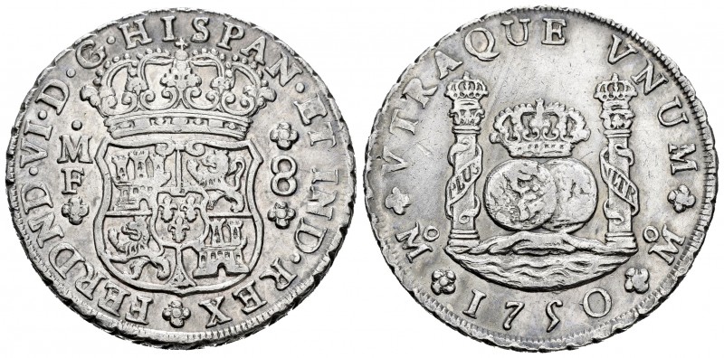 Fernando VI (1746-1759). 8 reales. 1750. México. MF. (Cal-325). Ag. 26,88 g. MBC...