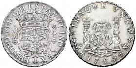 Fernando VI (1746-1759). 8 reales. 1759. México. MM. (Cal-344). Ag. 26,71 g. Buen ejemplar. EBC-/EBC. Est...300,00. 

Ferdinand VI (1746-1759). 8 re...