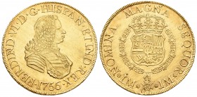 Fernando VI (1746-1759). 8 escudos. 1756/5. Lima. JM. (Cal-23). (Cal onza-583). Au. 27,04 g. Sobrefecha. Rara. EBC+. Est...3500,00. 

Ferdinand VI (...