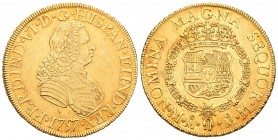 Fernando VI (1746-1759). 8 escudos. 1757. México. MM. (Cal-45). (Cal onza-608). Au. 27,00 g. Tercer busto. Leves marquitas. Parte de brillo original. ...