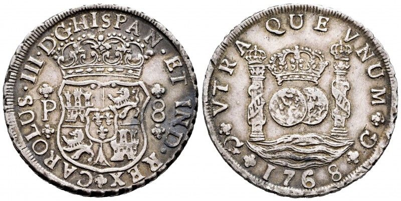 Carlos III (1759-1788). 8 reales. 1768. Guatemala. P. (Cal-817). Ag. 26,92 g. Es...