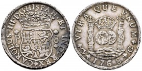 Carlos III (1759-1788). 8 reales. 1768. Guatemala. P. (Cal-817). Ag. 26,92 g. Escasa. MBC+. Est...400,00. 

Charles III (1759-1788). 8 reales. 1768....