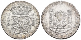 Carlos III (1759-1788). 8 reales. 1771. Lima. JM. (Cal-848). Ag. 26,90 g. Punto sobre la primera LMA. MBC+. Est...300,00. 

Charles III (1759-1788)....