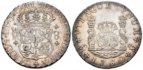 Carlos III (1759-1788). 8 reales. 1760. México. MM. (Cal-884). Ag. 26,97 g. Rayas en el borde del reverso. EBC-/EBC. Est...250,00. 

Charles III (17...