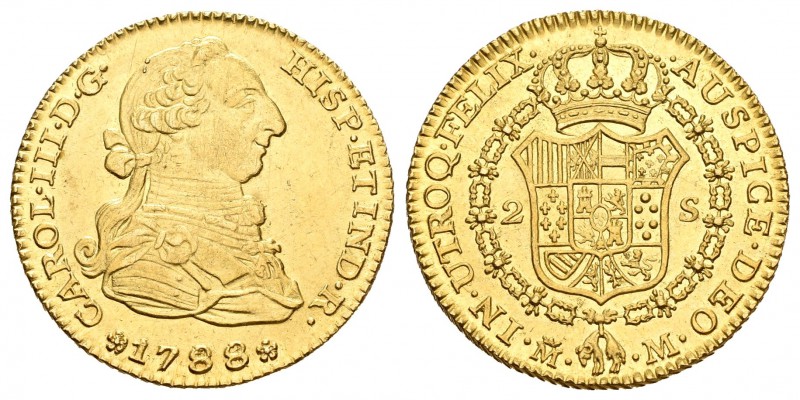 Carlos III (1759-1788). 2 escudos. 1788. Madrid. M. (Cal-459). Au. 6,79 g. Brill...