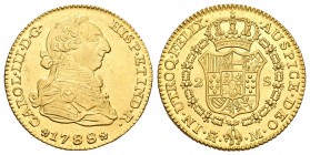 Carlos III (1759-1788). 2 escudos. 1788. Madrid. M. (Cal-459). Au. 6,79 g. Brillo original. EBC+. Est...350,00. 

Charles III (1759-1788). 2 escudos...
