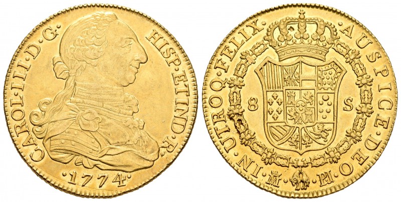 Carlos III (1759-1788). 8 escudos. 1774. Madrid. PJ. (Cal-54). (Cal onza-723). A...