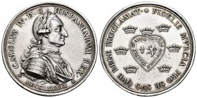 Carlos IV (1788-1808). Medalla de proclamación. 1789. Murcia. (H-78). Ag. 19,66 g. Diámetro 39 mm. Rara. EBC+. Est...350,00. 

Charles IV (1788-1808...