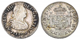 Carlos IV (1788-1808). 1/2 real. 1808. México. TH. (Cal-1303). Ag. 1,68 g. Pátina. Parte de brillo original. Escasa. EBC/EBC+. Est...120,00. 

Charl...