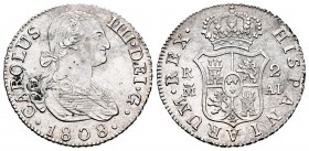 Carlos IV (1788-1808). 2 reales. 1808. Madrid. AI. (Cal-980). Ag. 5,83 g. Rayas de acuñación. EBC. Est...120,00. 

Charles IV (1788-1808). 2 reales....