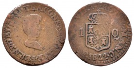 Fernando VII (1808-1833). 1 cuarto. 1822. Manila. (Cal-1611). (Basso-37 variante). (Km-9). Ae. 3,61 g. Tipo constitucional, con el busto del rey. Bust...