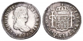 Fernando VII (1808-1833). 1/2 real. 1821. México. JJ. (Cal-1353). Ag. 1,66 g. EBC-. Est...100,00. 

Ferdinand VII (1808-1833). 1/2 real. 1821. Méxic...