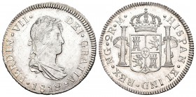 Fernando VII (1808-1833). 2 reales. 1819. Guatemala. M. (Cal-893). Ag. 6,72 g. Mínimas rayas de ajuste en anverso. Bellísimo ejemplar con pleno brillo...