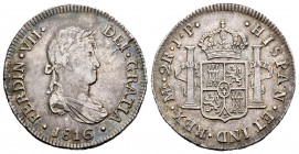 Fernando VII (1808-1833). 2 reales. 1816. Lima. JP. (Cal-904). Ag. 6,73 g. Pátina. MBC+/EBC-. Est...140,00. 

Ferdinand VII (1808-1833). 2 reales. 1...