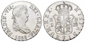 Fernando VII (1808-1833). 2 reales. 1832. Sevilla. JB. (Cal-1040). Ag. 5,88 g. Rayitas. Brillo original. Escasa. EBC+. Est...200,00. 

Ferdinand VII...