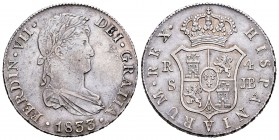 Fernando VII (1808-1833). 4 reales. 1833. Sevilla. JB. (Cal-821). Ag. 13,49 g. Restos de brillo original, sobre todo en reverso. Escasa. MBC+/EBC-. Es...