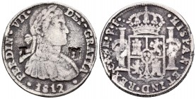 Fernando VII (1808-1833). 8 reales. 1812. Chihuahua. RP. (Cal-390). Ag. 25,59 g. Fundida. Escasa. MBC. Est...250,00. 

Ferdinand VII (1808-1833). 8 ...