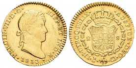 Fernando VII (1808-1833). 2 escudos. 1813. Cádiz. CJ. (Cal-183). Au. 6,72 g. Marca de ceca pequeña. Escasa. MBC+. Est...300,00. 

Ferdinand VII (180...