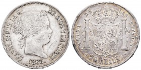 Isabel II (1833-1868). 20 reales. 1863. Barcelona. (Cal-157). Ag. 25,87 g. Golpecitos en el canto. Muy rara. EBC-. Est...1200,00. 

Elizabeth II (18...