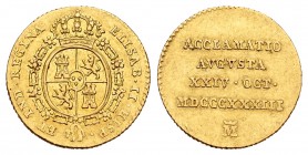 Isabel II (1833-1868). Medalla de Proclamación. 1833. Madrid. (Cal-118). (H-24). Anv.: Escudo. Ley.: ELISAB ·II · HISP · ET · IND · REGINA . Rev.: Ley...
