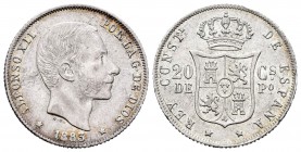Alfonso XII (1874-1885). 20 centavos. 1883. Manila. (Cal-90). Ag. 5,15 g. Muy escasa en esta conservación. EBC-. Est...400,00. 

Alfonso XII (1874-1...