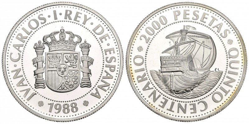 2000 pesetas. 1998. 26,64 g. Prueba no adoptada de 2000 pesetas de 1988. El anve...