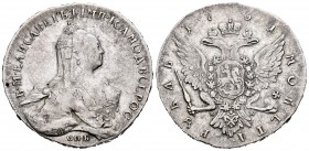 Rusia. Elizabeth I. 1 rublo - 1 rouble. 1761. San Petesburgo. HK. (Dav-1681). (Bitkin-294). (Severin-1733). Ag. 25,76 g. Pequeñas marcas. Desde el año...