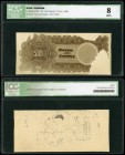 Prueba del reverso de 500 pesetas. Prueba realizada por (ABNCo) American Banknote Company de New York y diseñada para el Banco de España con papel de ...