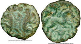 EASTERN GAUL. Ambiani. Ca. mid 1st century BC. AE (17mm, 6h). NGC VF. Two boars right, back-to-back; large S in left field, bucranium in right field /...