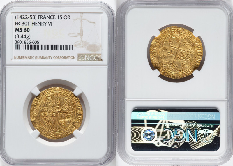 Anglo-Gallic. Henry VI (1422-1461) gold Salut d'Or ND (1422-1453) MS60 NGC, Roue...