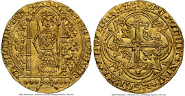 Charles V gold Franc à pied ND (1364-1380) MS63 NGC, Fr-284, Dup-360A/360 (obv/ver). 3.79gm. Annulet below sword variety on obverse. A well-struck Med...
