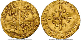 Charles VIII gold Écu d'or au Soleil du Dauphiné ND (1483-1498) AU Details (Bent) NGC, Grenoble mint, Fr-322, Dup-579. 3.46gm. A scarce type to be fou...